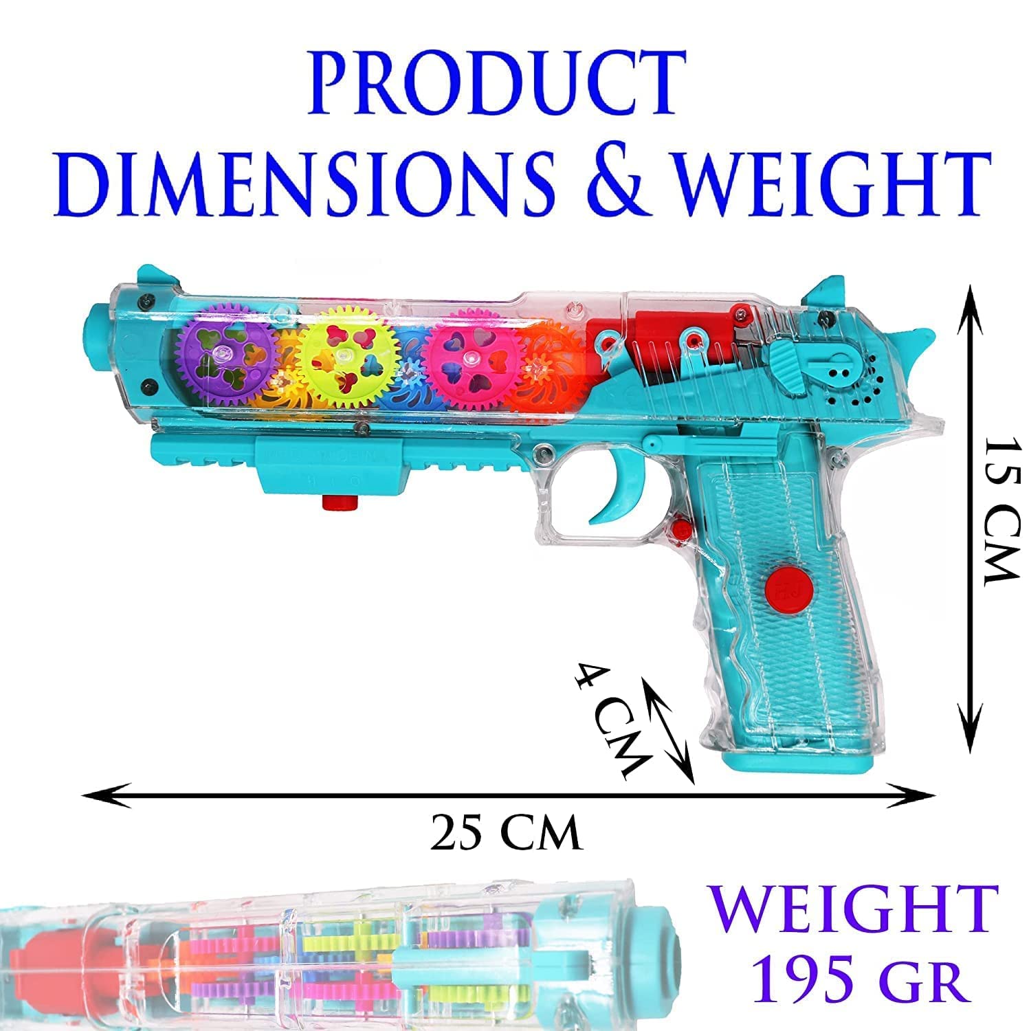 Kidz N Toys Transparent Musical Toy Gun for Kids with Laser Light